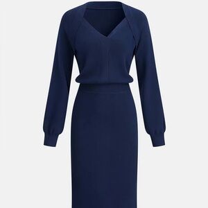 Commense Blue Long Sleeve Dress